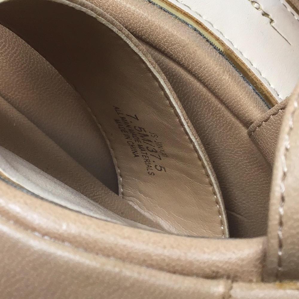 Jessica Simpson Jinxxi Tan Faux Leather Crisscross Wedge Sandals Sz 7.5 - Picture 2 of 13